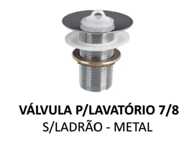Válvula P/ Lavatório 7/8 S/ Ladrão - Metal