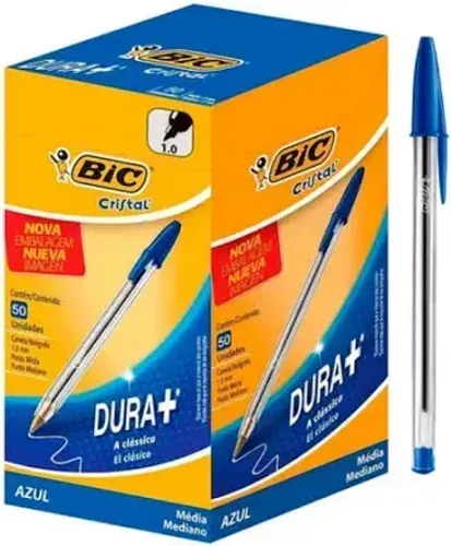 Caixa de Caneta BIC 12 cx Vermelha e 11 cx Azul