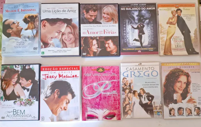 lote 10 dvds filmes comédia e romântico internacional 