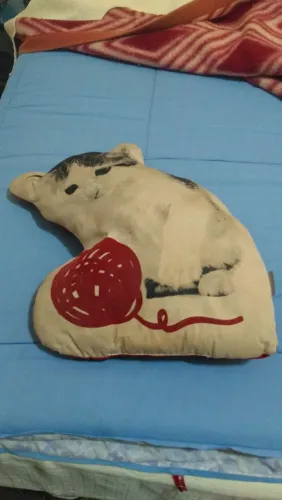 Almofada Decorativa Gatinho com Bola de Lã
