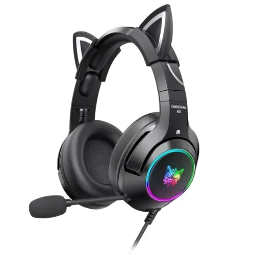 Fone Headset Gamer Onikuma K9 LED RGB Som Surround 7.1 Orelha de Gato
