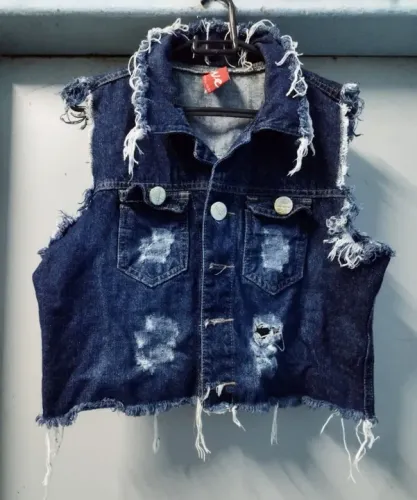 Colete jeans destroyde
