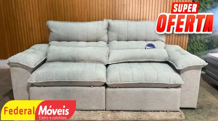 Sofá Retrátil 2,30m Oferta Tecido Bouclé - Solicite Nosso Catálogo