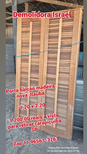 Porta balcão madeira nova Itauba 