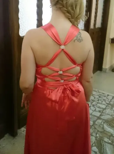 Vestido de Festa Longo Coral P usado uma vez