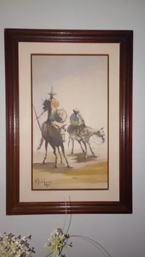 Quadro a óleo Dom Quixote e Sancho 1988