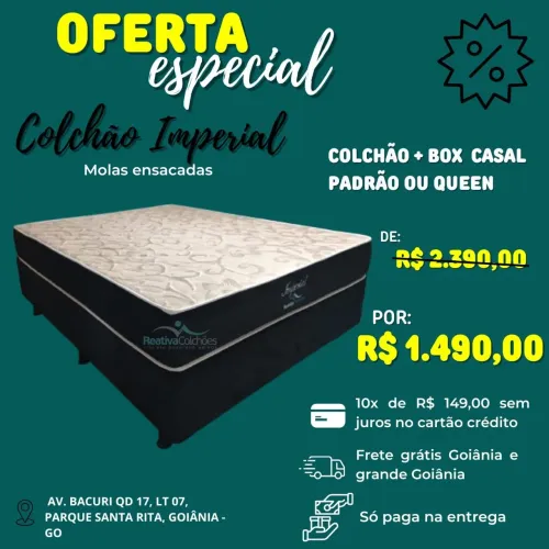 Colchão Imperial Molas Ensacadas + Box Casal