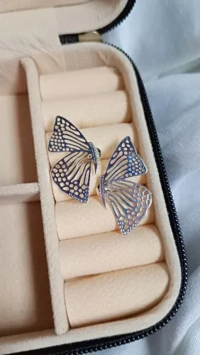 Brincos asas de borboleta - banhado a prata 925