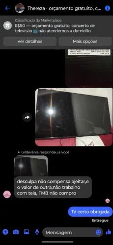 Vendo uma tv de 43 polegadas com 2 mês de uso com a tela quebrada 
