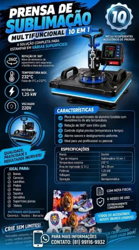 Prensa Sublimação 10 Em 1