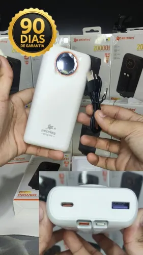 Power Bank NOVO 20.000mAh Turbo 22,5w ( UNIVERSAL ) Cabos EMBUTIDOS com Tela LCD