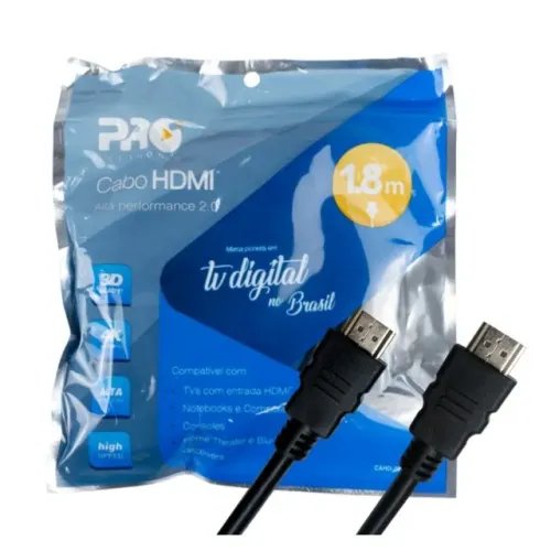 Cabo HDMI 2.0 4K 3D 19 Pinos 1,8 Metros - Proeletronic (Entrego)