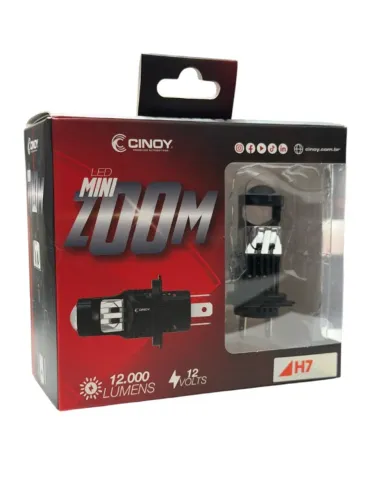 Kit Led Cinoy H7 Canhão Mini Projetor 1:1 12000 Lumens
