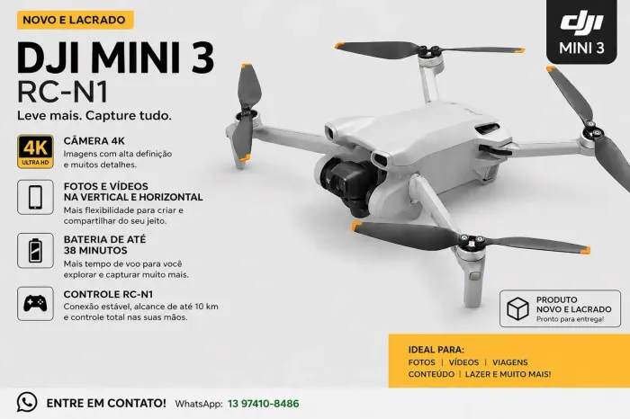 DJI MINI 3 RCN1 NOVO E LACRADO
