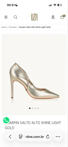 Scarpin salto alto dourado light