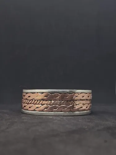 Bracelete em cobre puro com prata