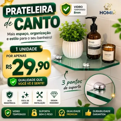 Porta Shampoo Pratileira Vidro