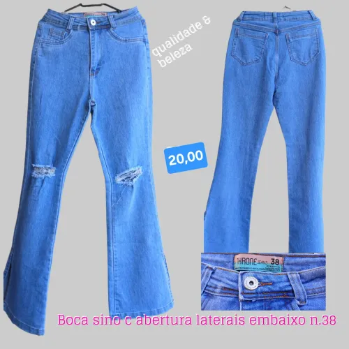 Calça boca de sino desfiada