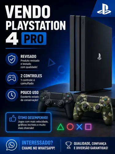 Playstation 4 Pró    2 controles R$1.750