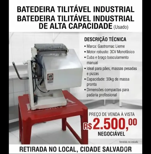 Batedeira Tilitar Industrial Gastromac Lieme ? 30kg