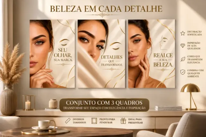 TRIO QUADROS DECORATIVOS SOBRANCELHAS