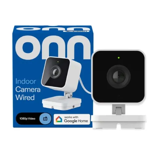 Câmera interna com fio onn, vídeo HDR 1080p, compatível com Google Home e Gemini