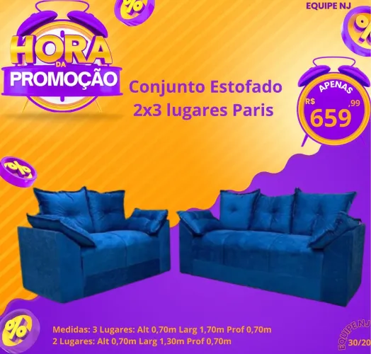 Conjunto estofado 2x3 lugares Paris