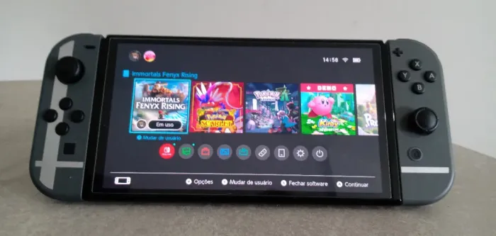 Nintendo Switch OLED Cinza 64GB Completo com Caixa e Case