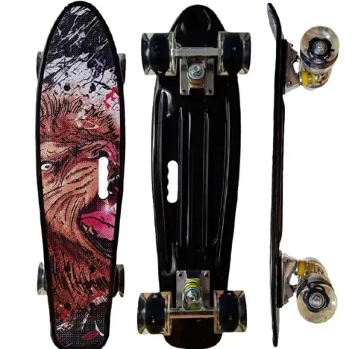 Mini longboard com rodas de led.