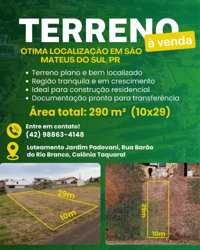 Lote residencial em São Mateus do Sul