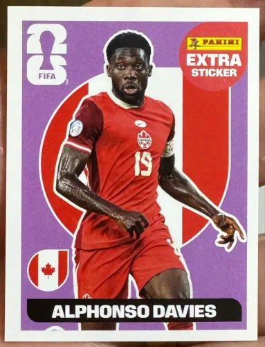 Figurinha da copa (Alphonso Davies) Roxo/base