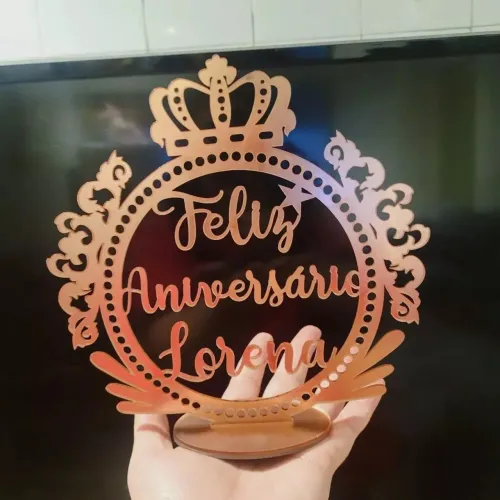Topo de Bolo Luxo Personalizado Nome e Idade Laminado Espelhado Premiun