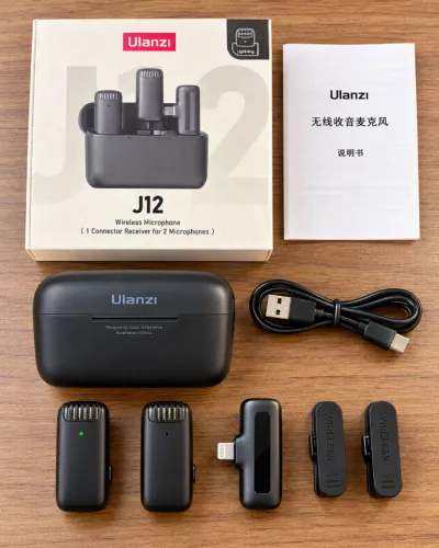 MICROFONE SEM FIO ULANZI J12 ORIGINAL - DUPLO PARA IPHONE LIGHTNING | COM CAIXA