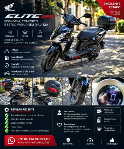 Honda Elite 125 - Revisada | Pneus Novos | Muito Bem Cuidada
