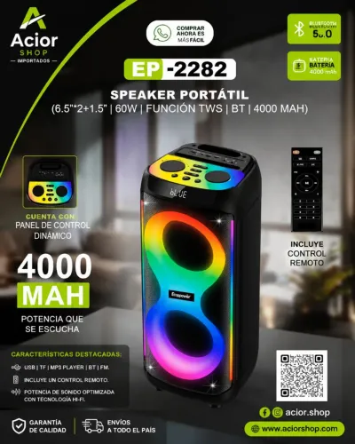 Caixa de som ecopower bluetooth portátil EP 2282