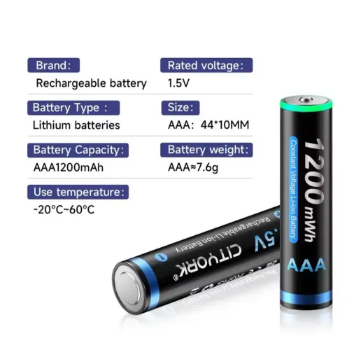 Kit de Pilhas AAA Recarregáveis 