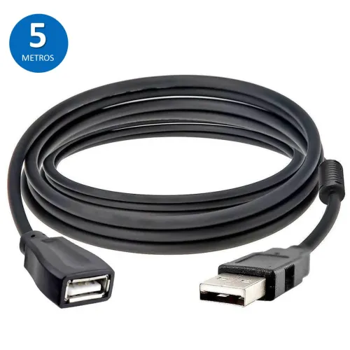 CABO EXTENSOR USB Cabo Extensor USB 5 Metros com Filtro Anti-Interferência Macho x Fêmea