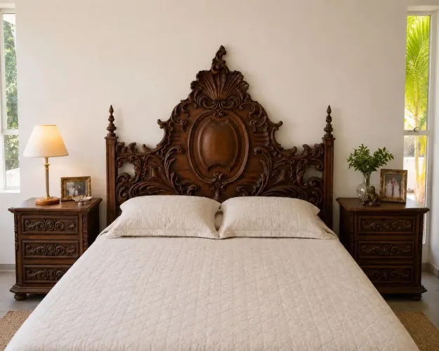 Cama madeira maciça + 2 Criados mudo