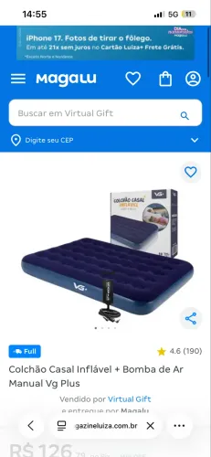 Colchão inflável