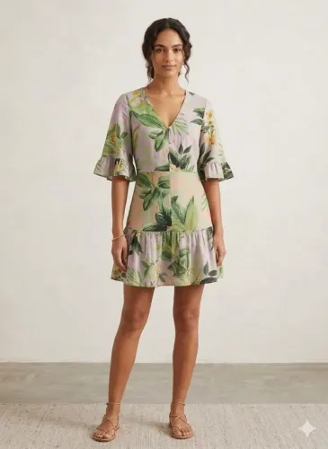 Vestido estampado Viscose