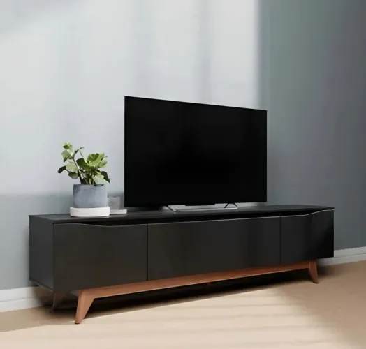Rack para TV de até 75 polegadas Flynt 184cm 3 portas preto natural