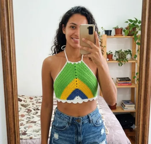 Cropped crochê Brasil