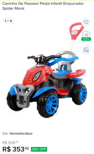 Carrinho homem aranha Maral
