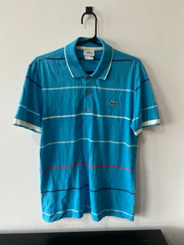 camisa lacoste sport tam 3 (P/M) azul listrada