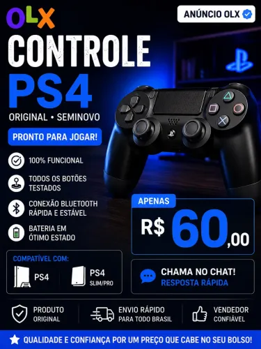 Controle ps4 com médios defeitos
