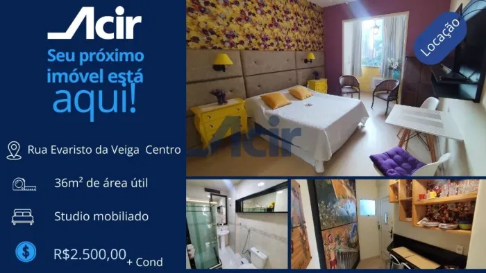 Studio mobiliado para alugar, 36m² por R$ 2.500,00/mês - Centro - Rio de Janeiro/RJ