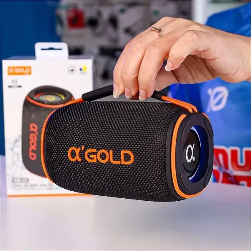 Caixa de Som Bluetooth Potente 15W RMS com TWS e LED - Alfa Gold em São Luís ma