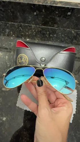 Óculos Ray-Ban Aviador Espelhado Azul - Novo