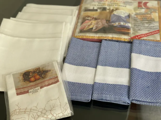 14 Panos de Copa Karsten Novos para Bordado e Artesanato - Karsten + Barrado para Pintura