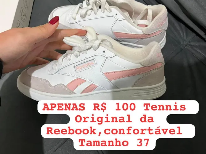 Tennis reebook tam 37 rosa e branco